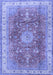 Machine Washable Medallion Blue Traditional Rug, wshtr4492blu