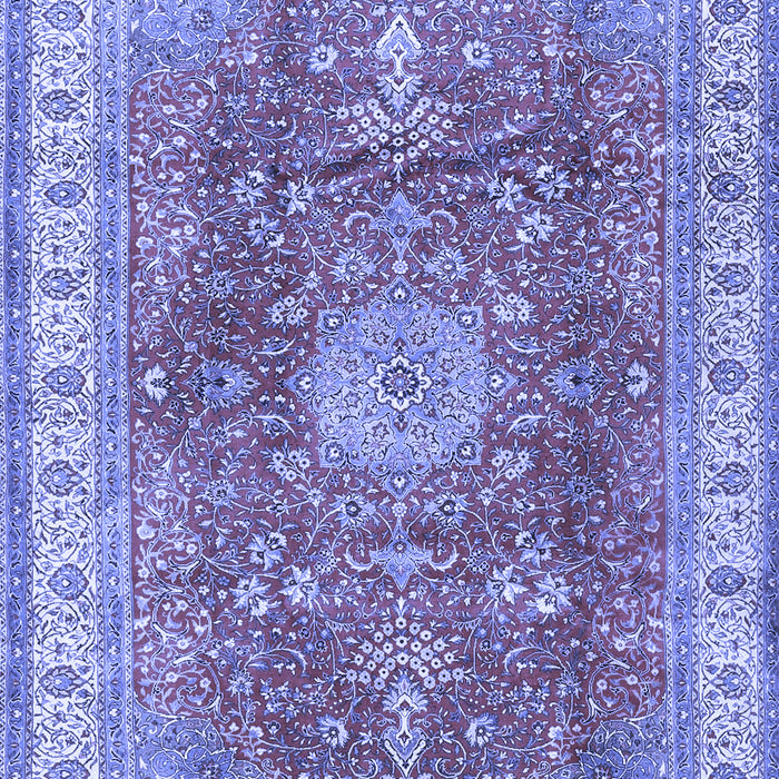 Machine Washable Medallion Blue Traditional Rug, wshtr4492blu