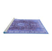 Sideview of Machine Washable Medallion Blue Traditional Rug, wshtr4492blu