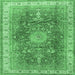 Square Medallion Emerald Green Traditional Rug, tr4492emgrn