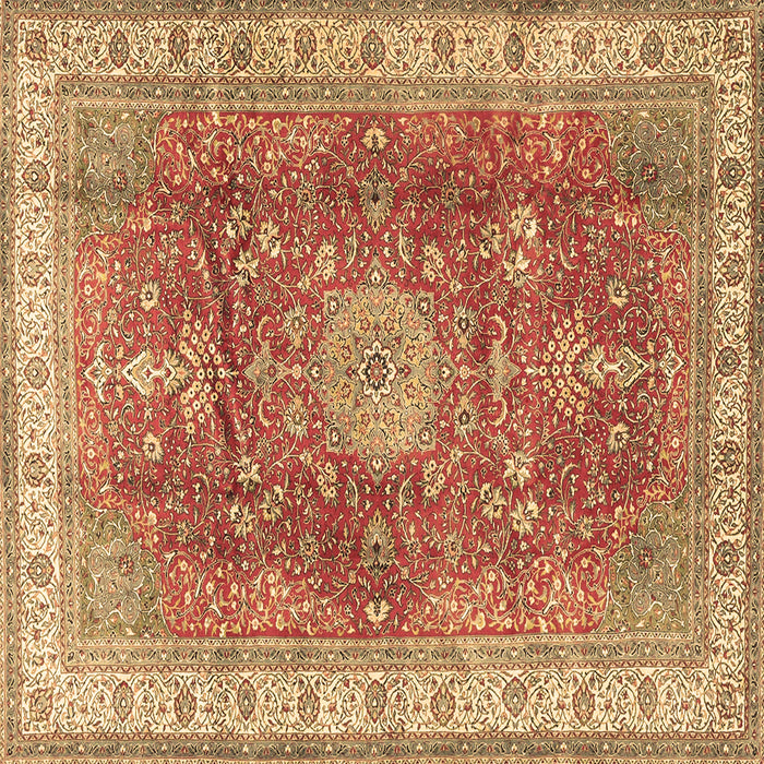 Square Machine Washable Medallion Brown Traditional Rug, wshtr4492brn