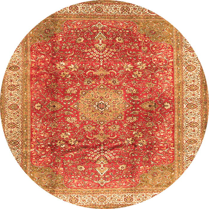 Machine Washable Medallion Orange Traditional Area Rugs, wshtr4492org