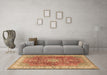 Machine Washable Medallion Brown Traditional Rug in a Living Room,, wshtr4492brn