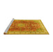 Sideview of Machine Washable Medallion Yellow Traditional Rug, wshtr4492yw