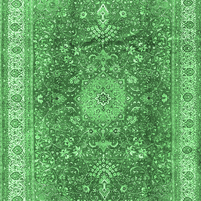 Machine Washable Medallion Emerald Green Traditional Area Rugs, wshtr4492emgrn