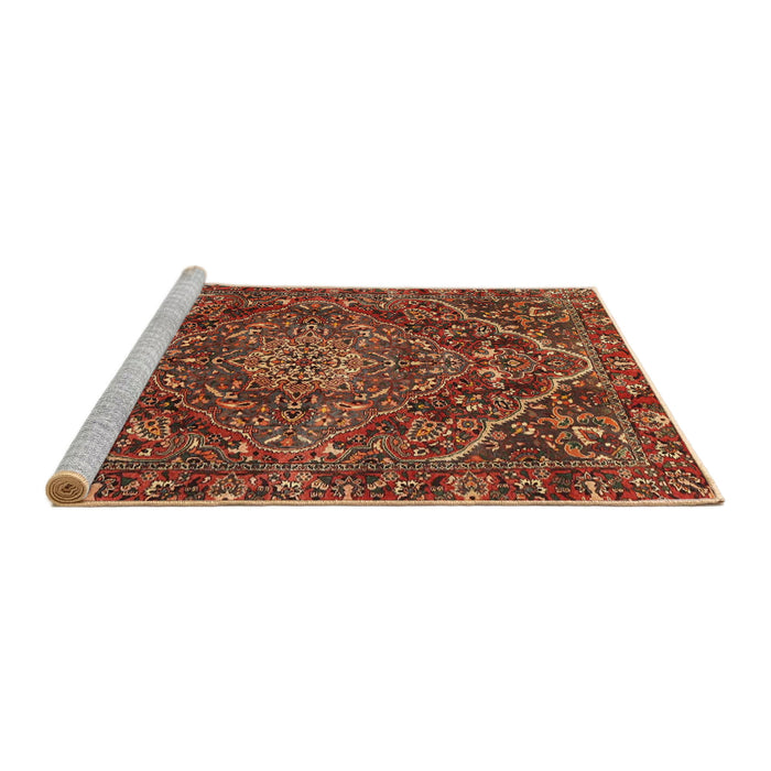 Sideview of Machine Washable Traditional Tomato Red Rug, wshtr4493