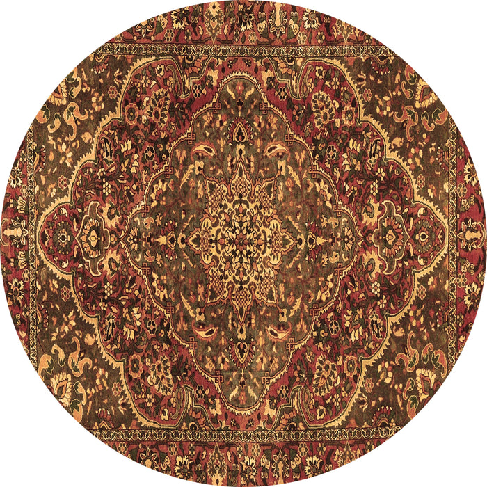 Round Machine Washable Persian Brown Traditional Rug, wshtr4493brn