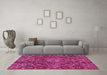 Machine Washable Persian Pink Traditional Rug in a Living Room, wshtr4493pnk