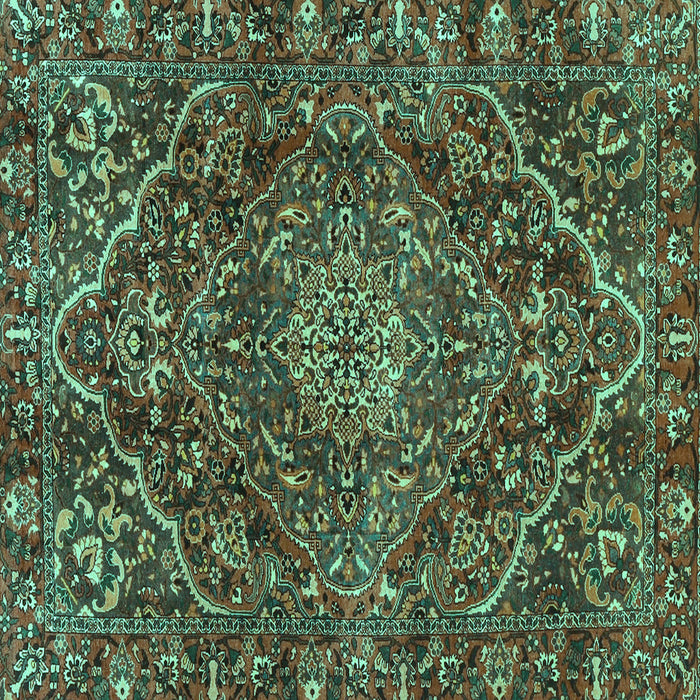Square Machine Washable Persian Turquoise Traditional Area Rugs, wshtr4493turq