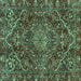 Square Machine Washable Persian Turquoise Traditional Area Rugs, wshtr4493turq