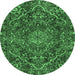 Round Persian Emerald Green Traditional Rug, tr4493emgrn