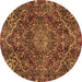 Round Persian Brown Traditional Rug, tr4493brn