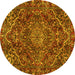 Round Machine Washable Persian Yellow Traditional Rug, wshtr4493yw