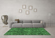 Machine Washable Persian Emerald Green Traditional Area Rugs in a Living Room,, wshtr4493emgrn