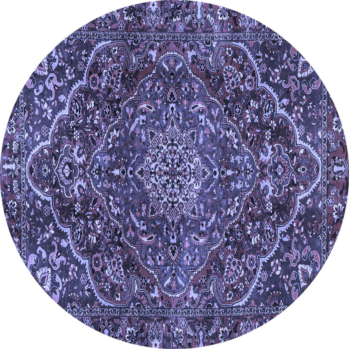 Round Persian Blue Traditional Rug, tr4493blu