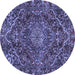 Round Persian Blue Traditional Rug, tr4493blu