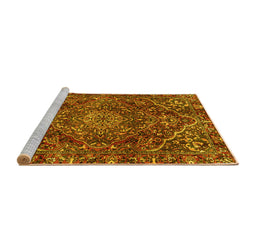 Sideview of Machine Washable Persian Yellow Traditional Rug, wshtr4493yw
