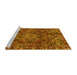 Sideview of Machine Washable Persian Yellow Traditional Rug, wshtr4493yw