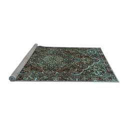 Sideview of Machine Washable Persian Light Blue Traditional Rug, wshtr4493lblu