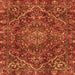 Round Machine Washable Persian Orange Traditional Area Rugs, wshtr4493org