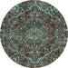 Round Persian Light Blue Traditional Rug, tr4493lblu