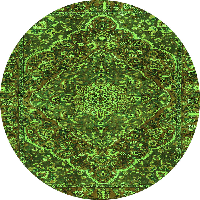Square Persian Green Traditional Rug, tr4493grn