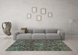 Machine Washable Persian Light Blue Traditional Rug in a Living Room, wshtr4493lblu