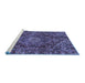 Sideview of Machine Washable Persian Blue Traditional Rug, wshtr4493blu