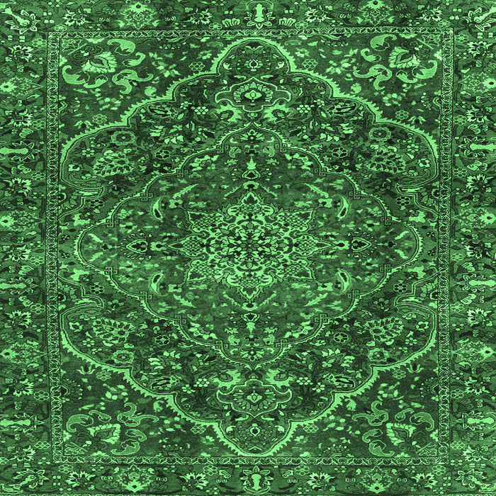 Square Machine Washable Persian Emerald Green Traditional Area Rugs, wshtr4493emgrn
