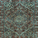 Square Machine Washable Persian Light Blue Traditional Rug, wshtr4493lblu