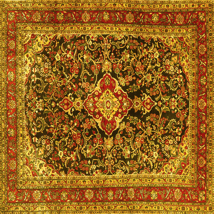 Square Machine Washable Persian Yellow Traditional Rug, wshtr4494yw