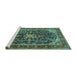 Sideview of Machine Washable Persian Turquoise Traditional Area Rugs, wshtr4494turq