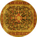 Round Machine Washable Persian Yellow Traditional Rug, wshtr4494yw