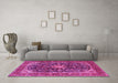 Machine Washable Persian Pink Traditional Rug in a Living Room, wshtr4494pnk