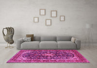 Machine Washable Persian Pink Traditional Rug, wshtr4494pnk