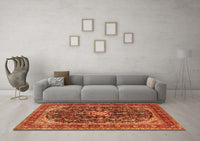 Machine Washable Persian Orange Traditional Rug, wshtr4494org