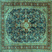 Square Persian Turquoise Traditional Rug, tr4494turq