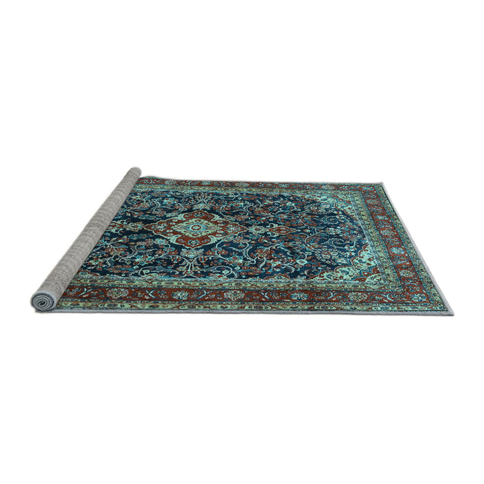 Sideview of Machine Washable Persian Light Blue Traditional Rug, wshtr4494lblu