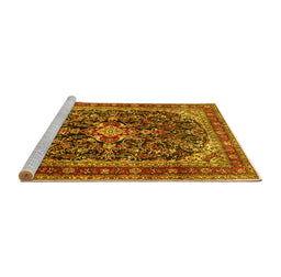 Sideview of Machine Washable Persian Yellow Traditional Rug, wshtr4494yw