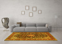 Machine Washable Persian Yellow Traditional Rug, wshtr4494yw