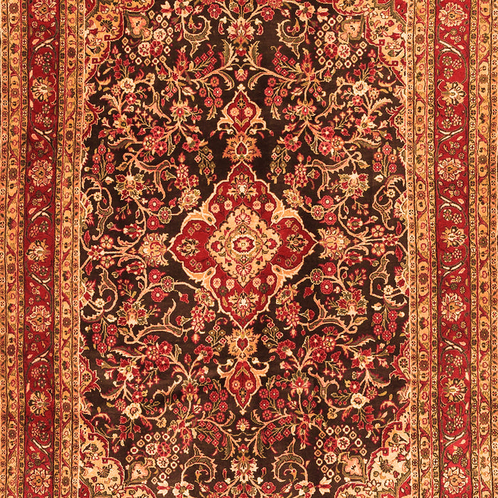 Serging Thickness of Machine Washable Persian Orange Traditional Area Rugs, wshtr4494org