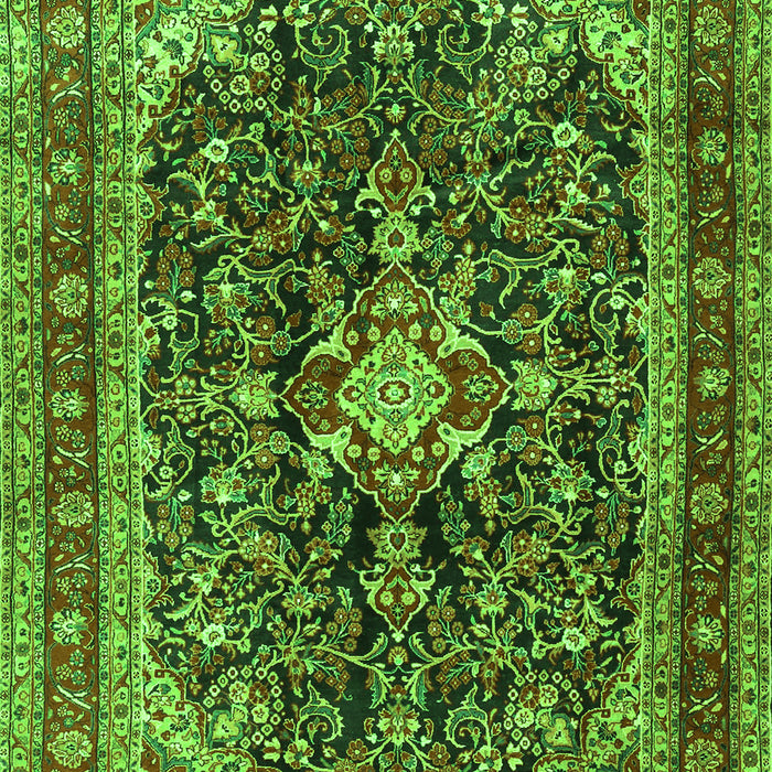 Serging Thickness of Machine Washable Persian Green Traditional Area Rugs, wshtr4494grn