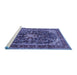 Sideview of Machine Washable Persian Blue Traditional Rug, wshtr4494blu