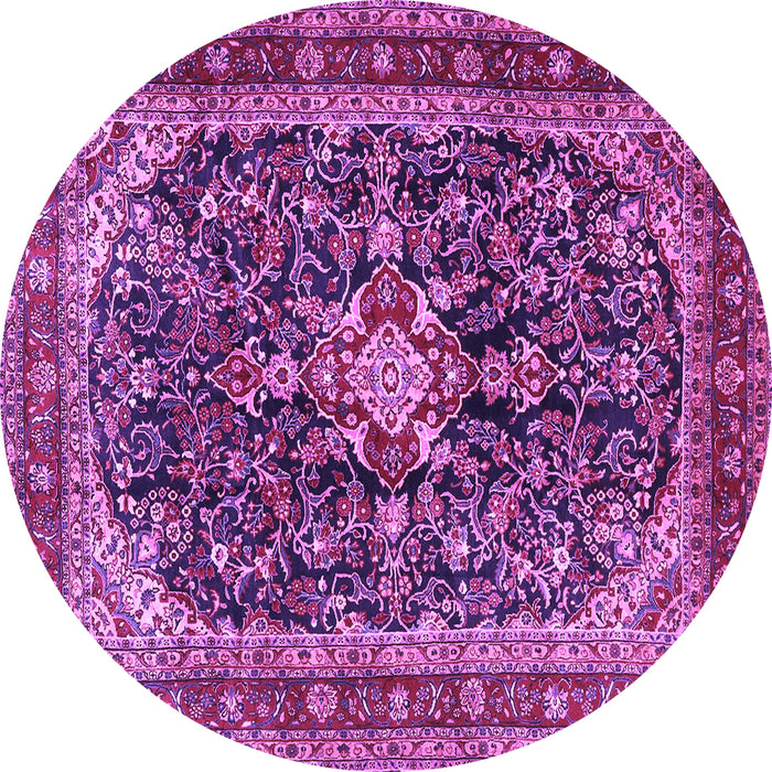 Round Machine Washable Persian Purple Traditional Area Rugs, wshtr4494pur
