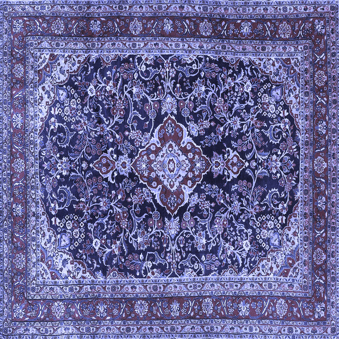 Square Machine Washable Persian Blue Traditional Rug, wshtr4494blu