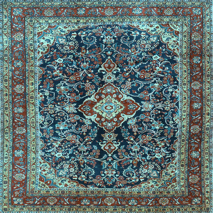 Square Machine Washable Persian Light Blue Traditional Rug, wshtr4494lblu
