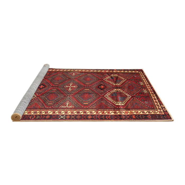 Sideview of Machine Washable Traditional Gold Brown Rug, wshtr4495