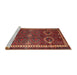 Sideview of Machine Washable Traditional Gold Brown Rug, wshtr4495