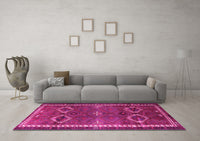 Machine Washable Persian Pink Traditional Rug, wshtr4495pnk