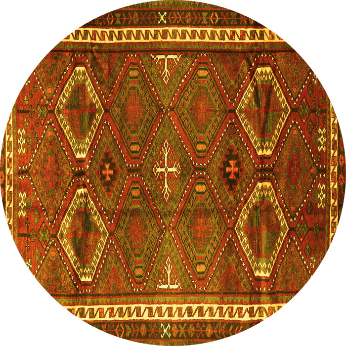 Round Persian Yellow Traditional Rug, tr4495yw